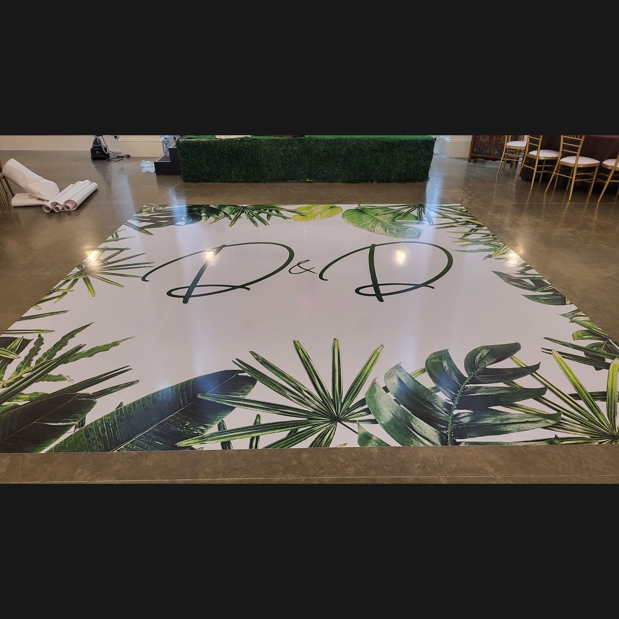 Custom Greenery Themed Vinyl Wrap Dance Floor